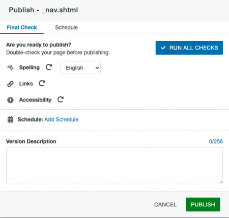 Final Check tab of the Publish window.