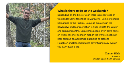 Sample testimonial with the image on the left of the gold box of text.